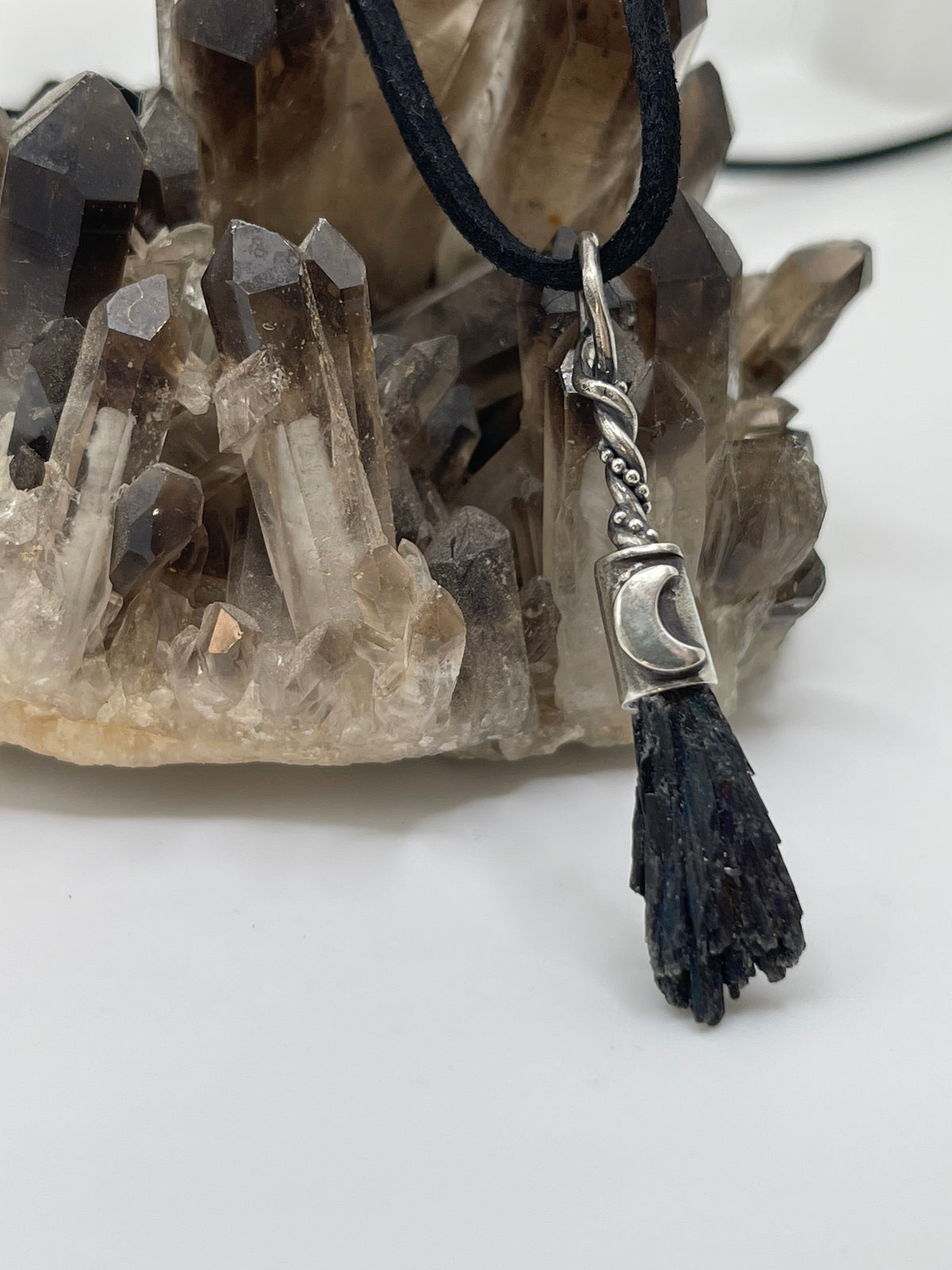 *Bebe Witch Broom Crystal Pendants • Black Kyanite & Sterling Silver