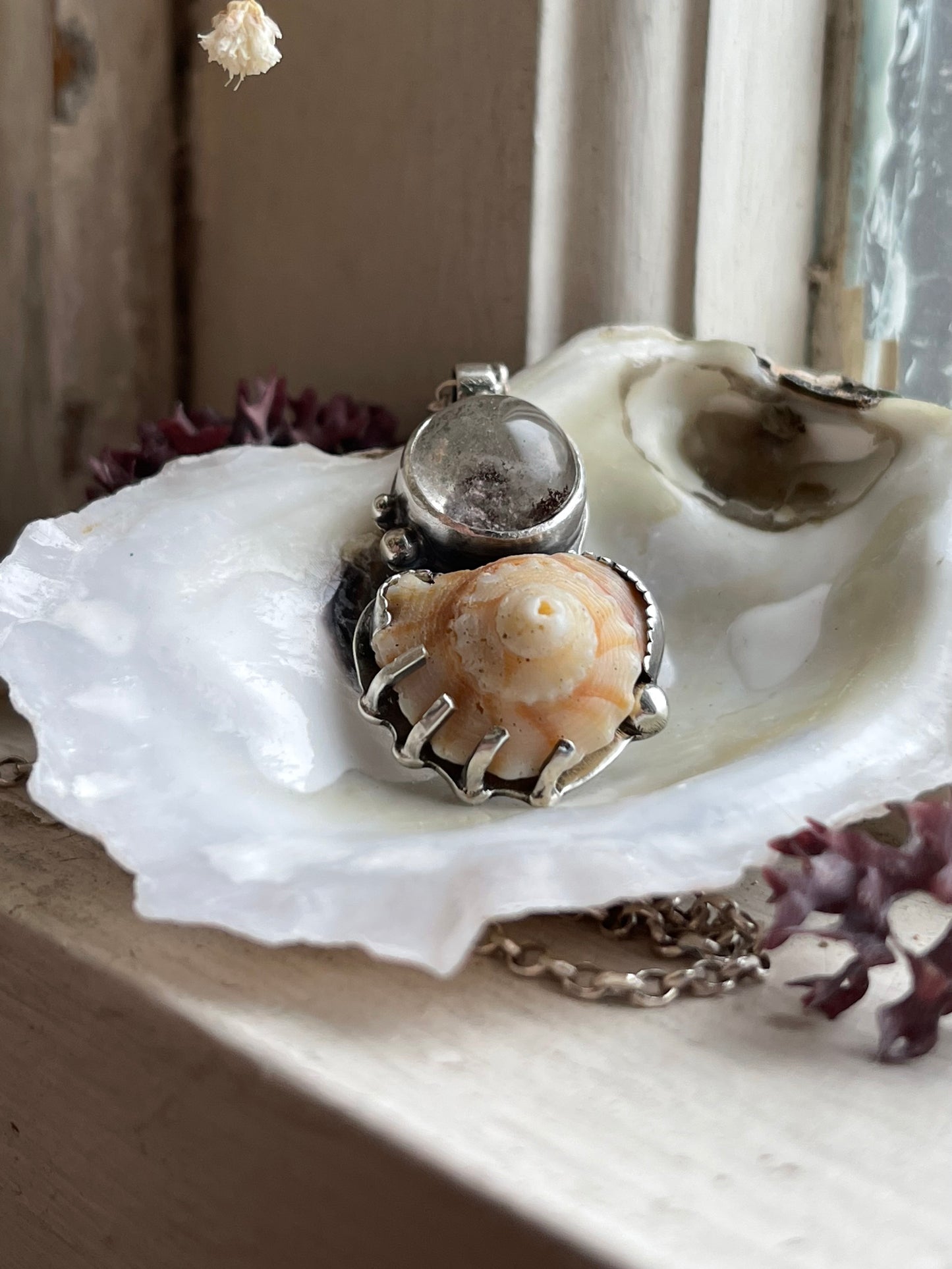 *Violet Tides • Seashell Garden Quartz Pendant Necklace • Sterling Silver