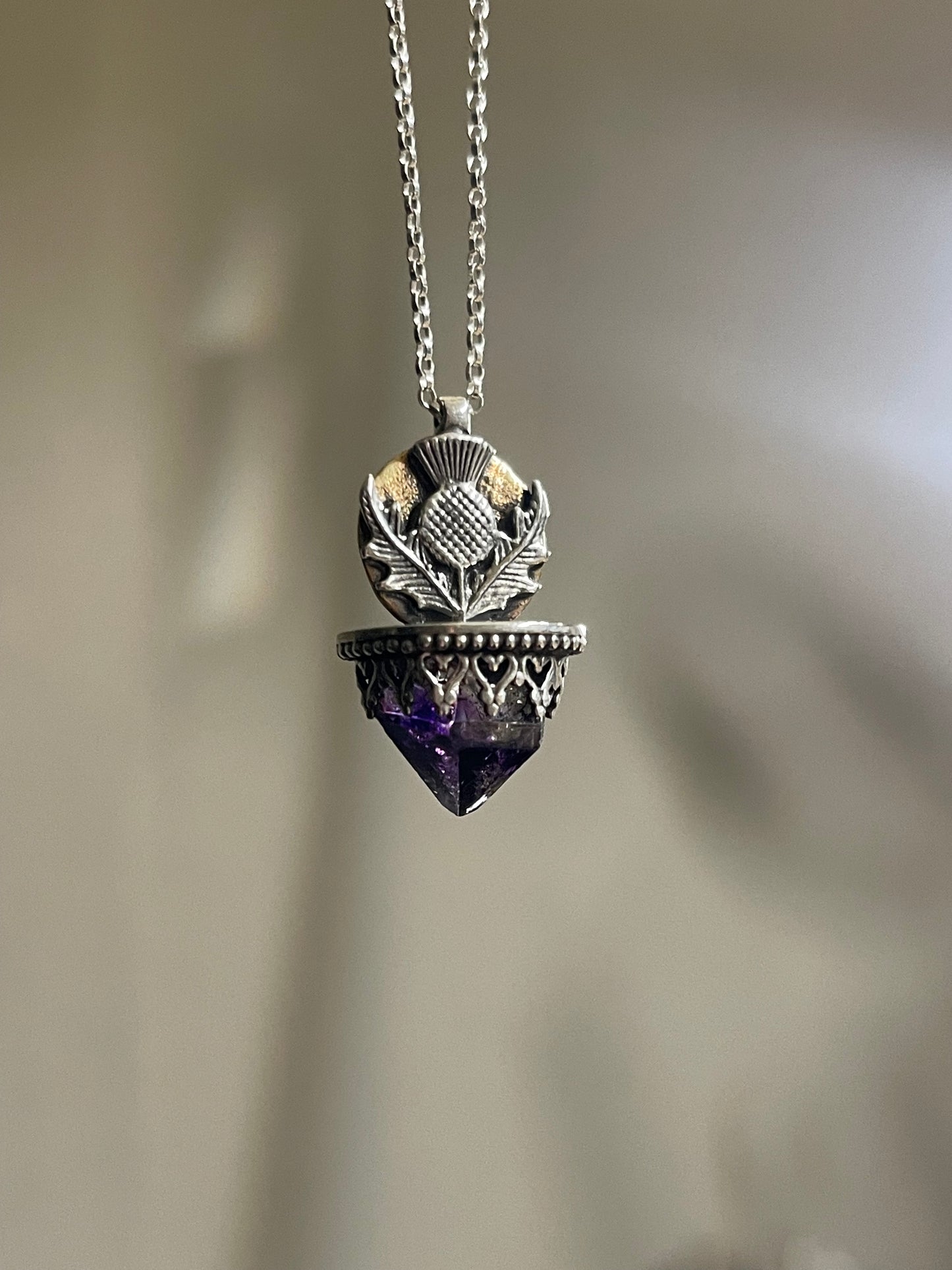 *Whispers of Resilience • Amethyst Crystal mixed metal pendant necklace