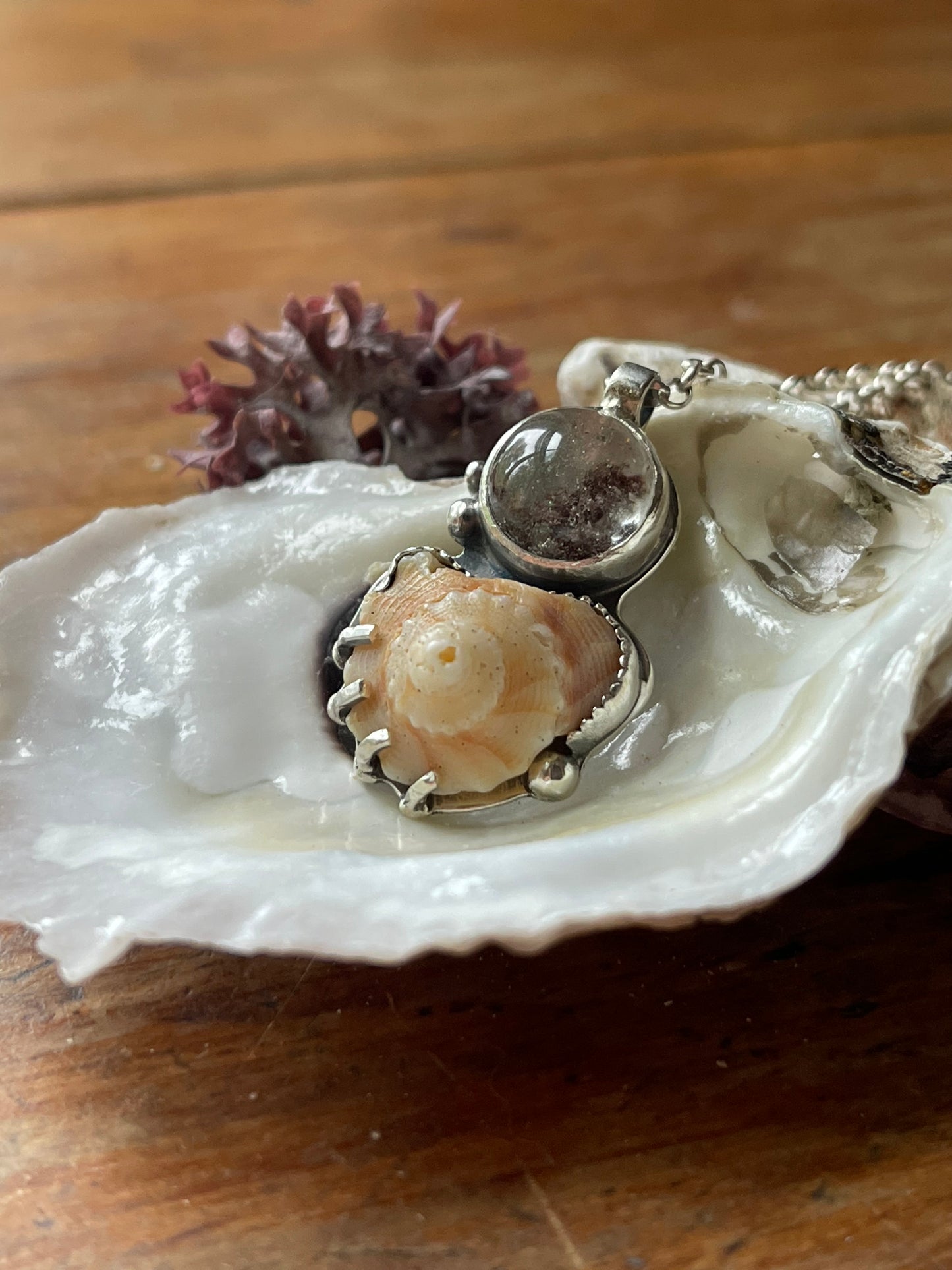 *Violet Tides • Seashell Garden Quartz Pendant Necklace • Sterling Silver