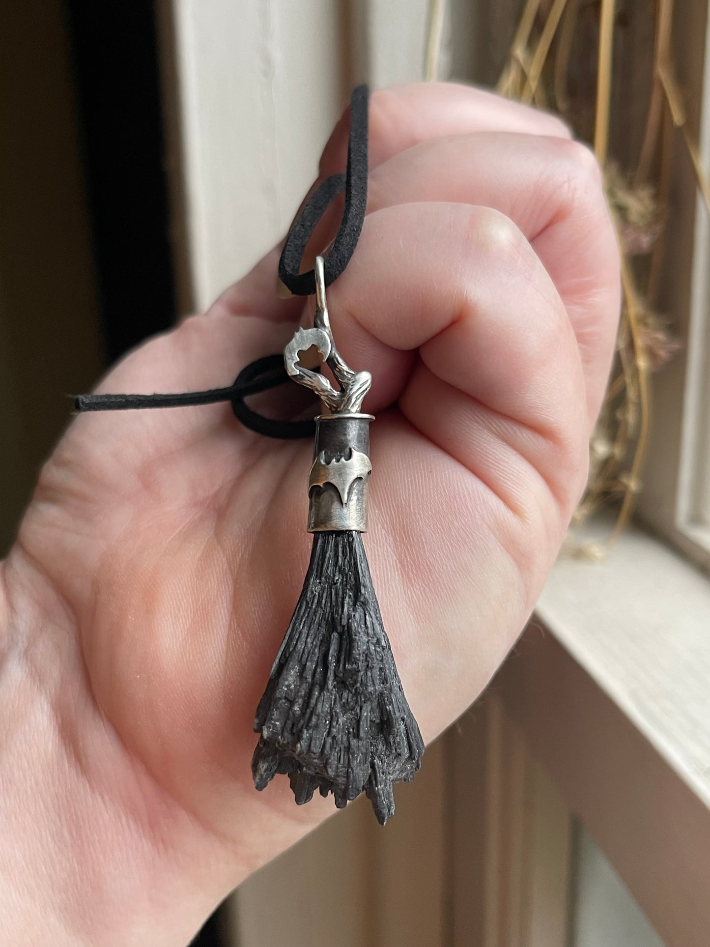 Creature of the Night Witch Crystal Broom Pendant