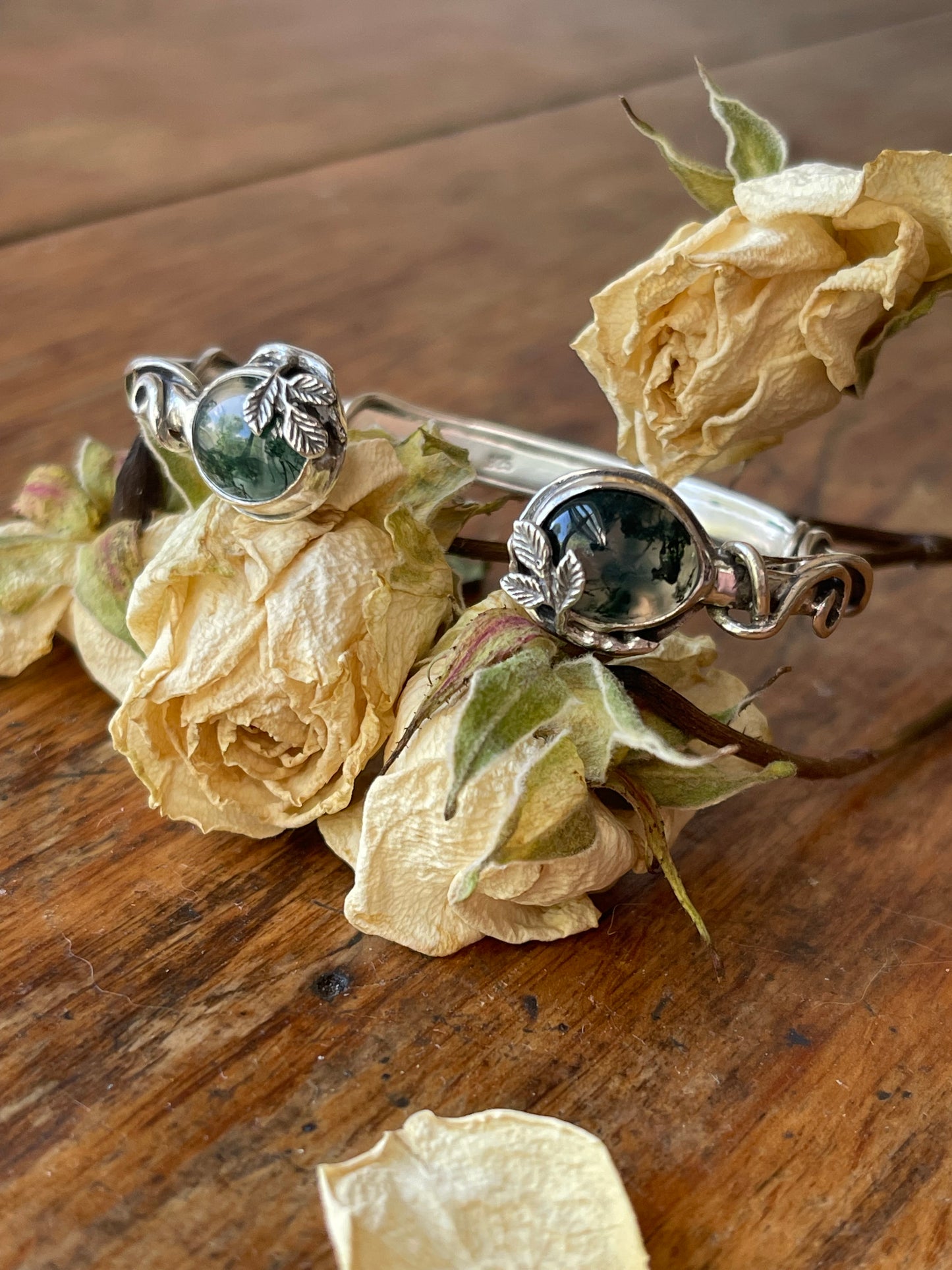 *Forest Floor Moss Agate Cuff Bracelet • Sterling Silver