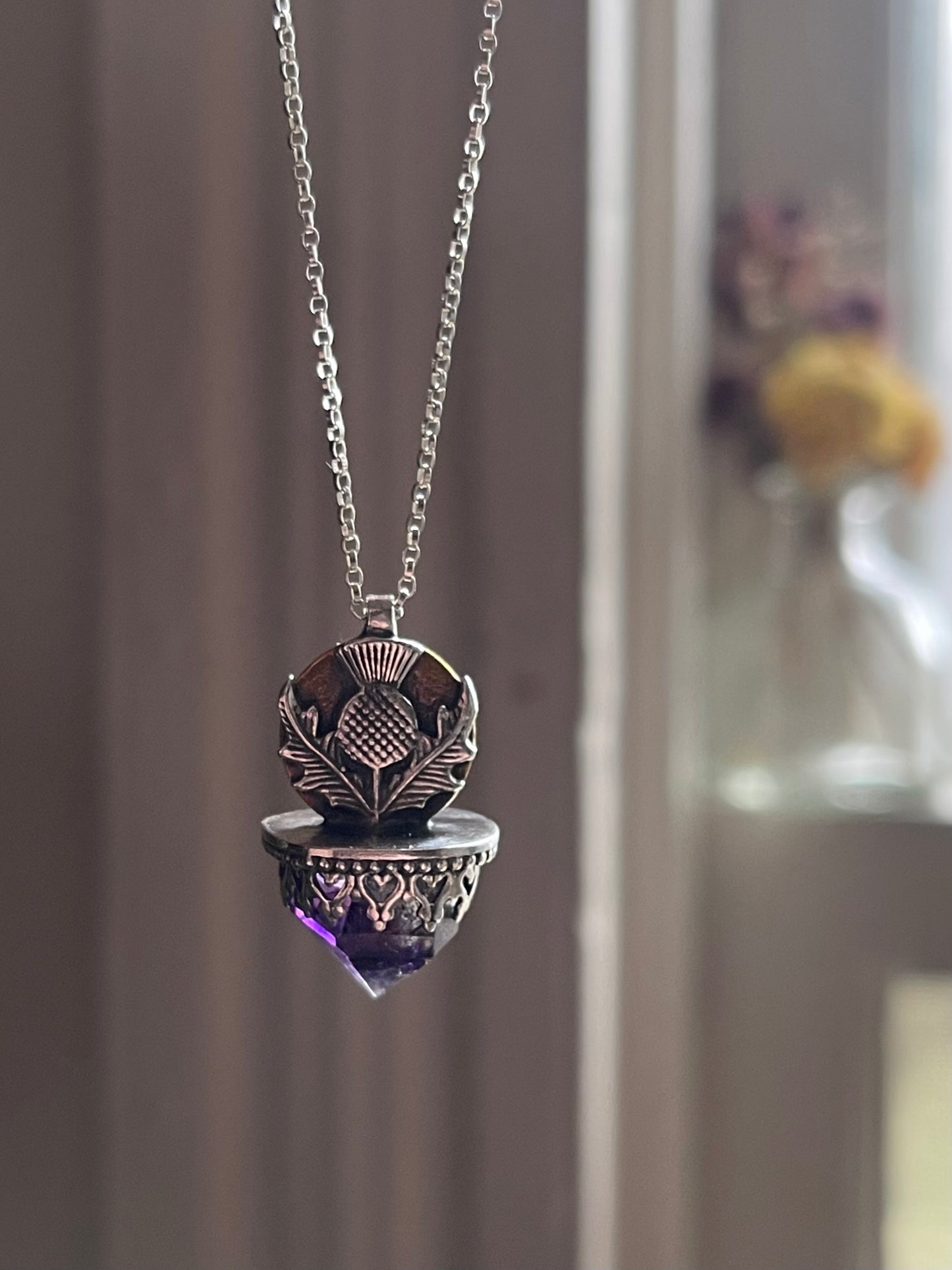 *Whispers of Resilience • Amethyst Crystal mixed metal pendant necklace