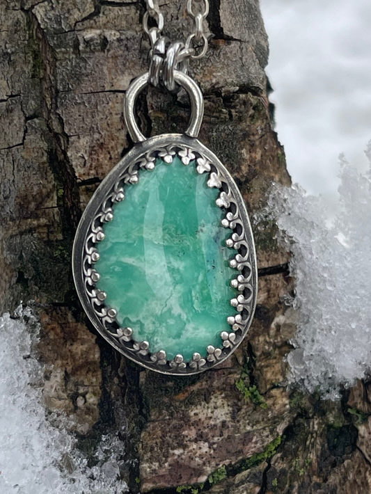 *Evergreen Freeze • Sterling Silver Variscite Pendant Necklace