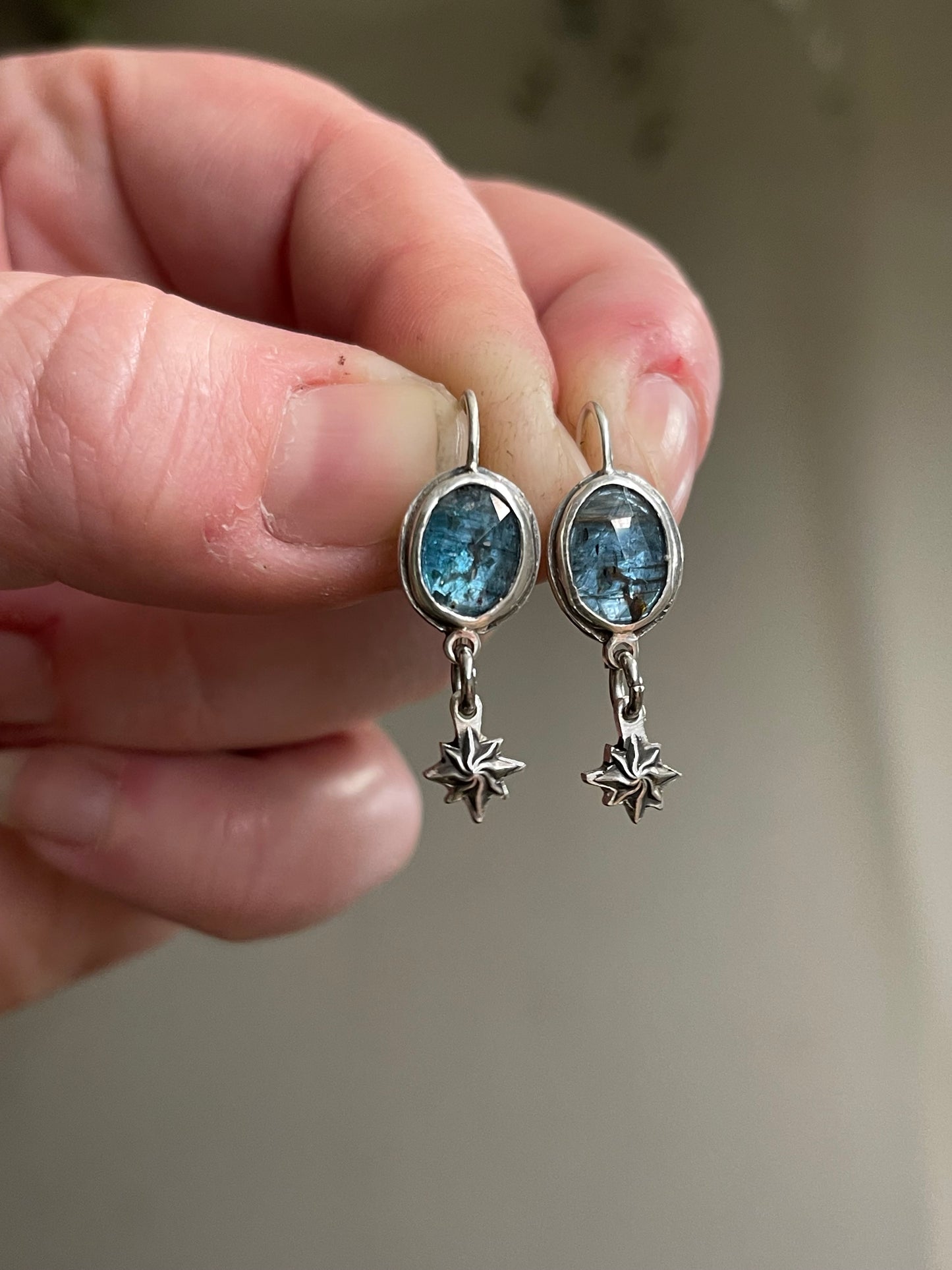 *Ocean of Starlight • Teal Kyanite Celestial Drop Dangle Earrings