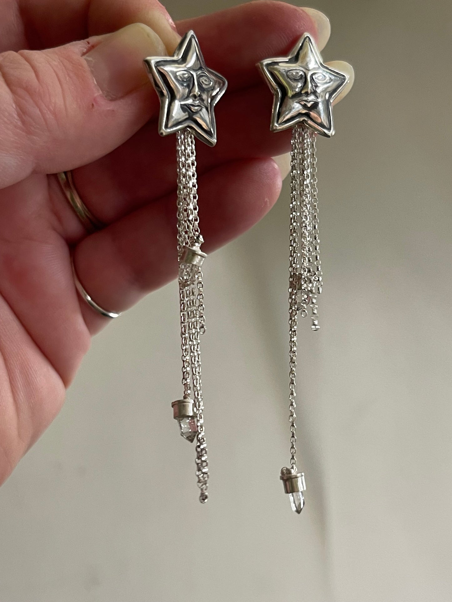 *Dreams Beneath Starlight Stud Dangle Crystal Fringe Earrings