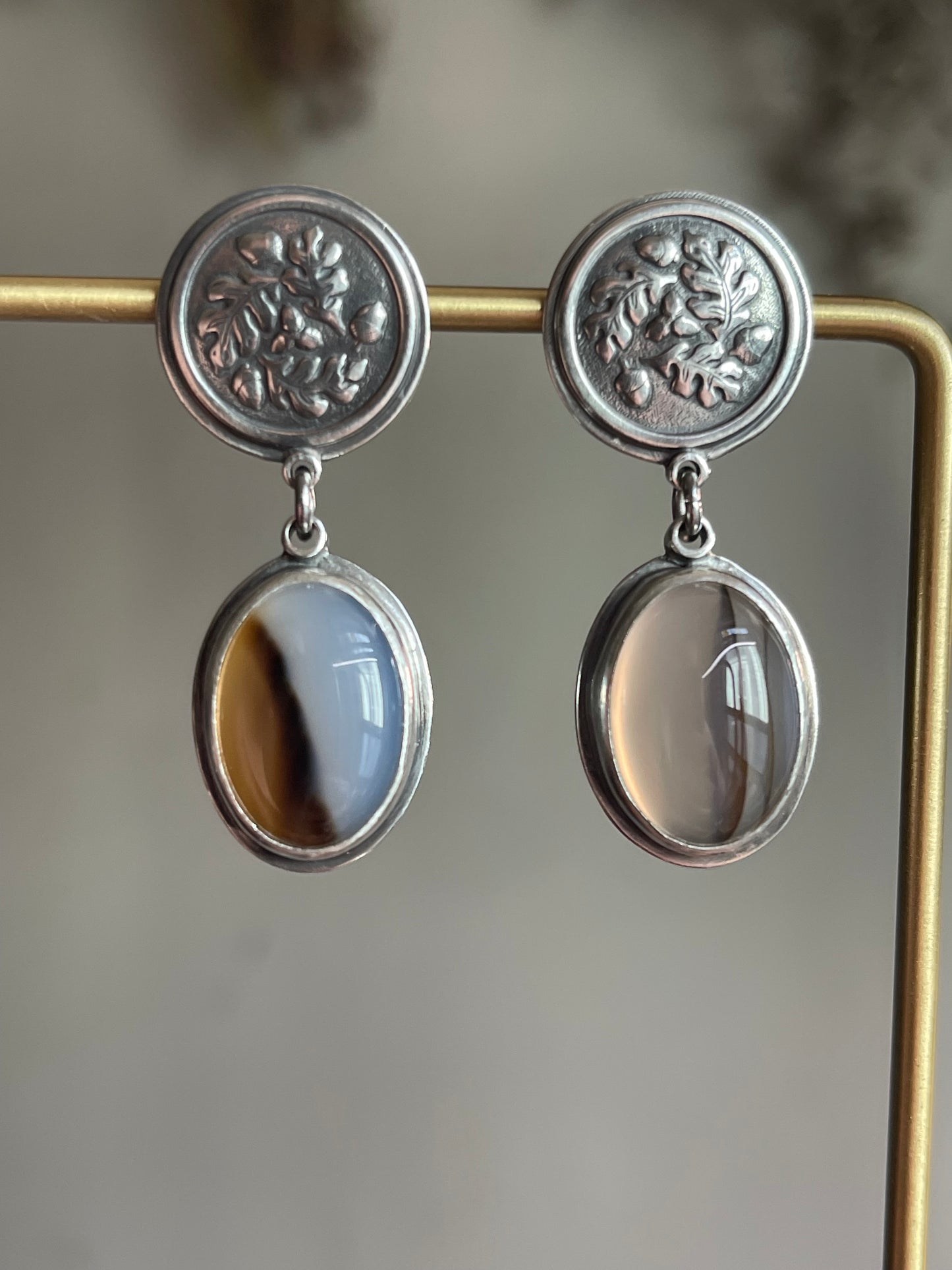 Acorn & Ember • Montana Agate Stud Dangle Earrings