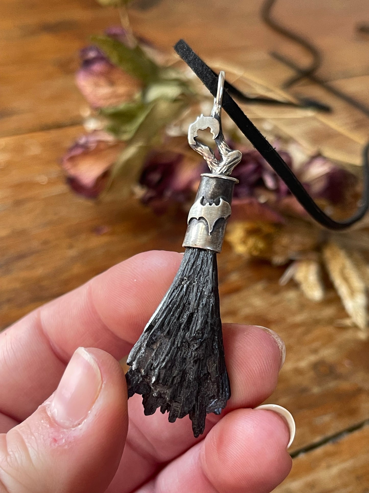 Creature of the Night Witch Crystal Broom Pendant