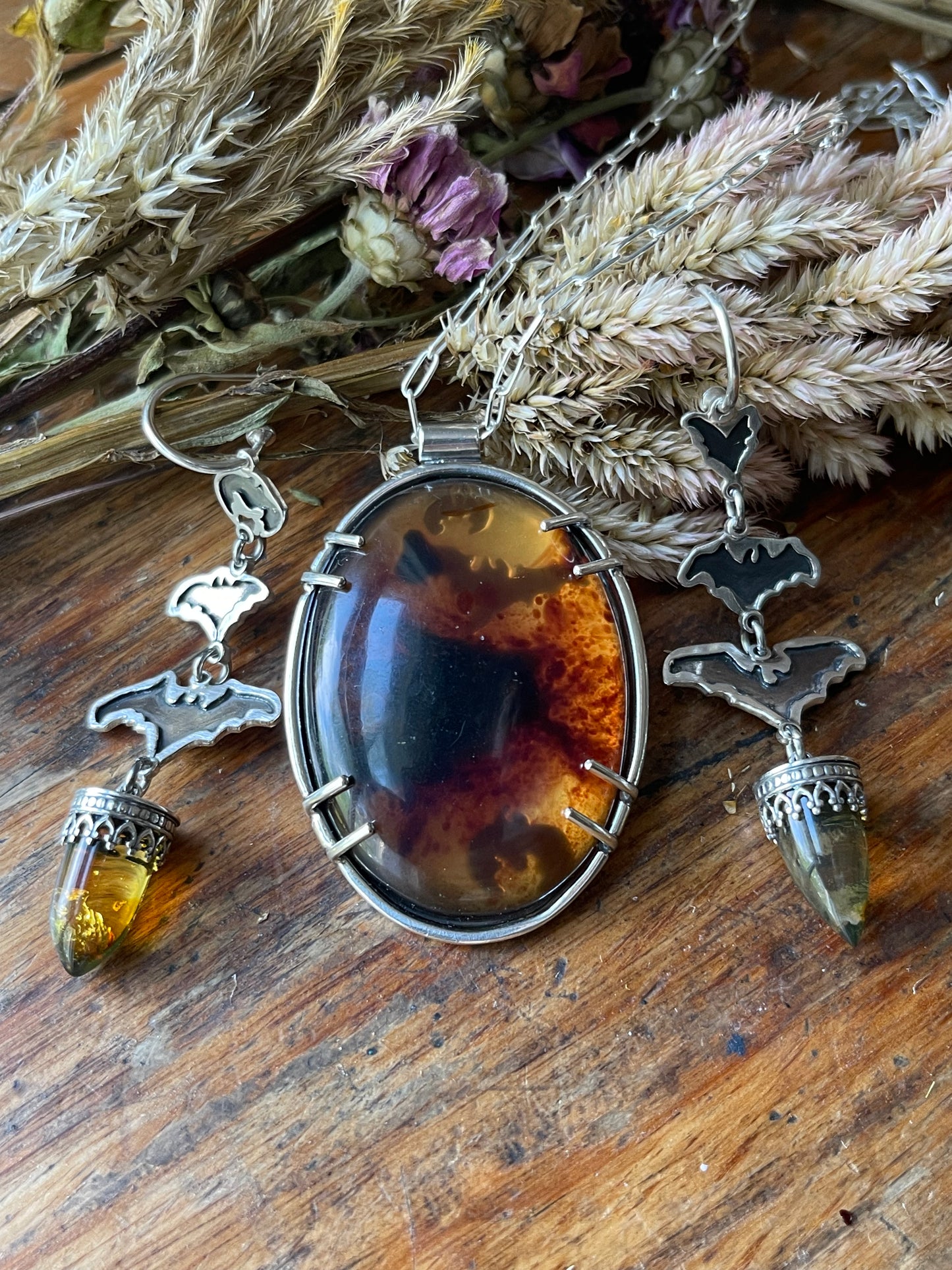Out of the Crypt: Epic Amber Statement Necklace