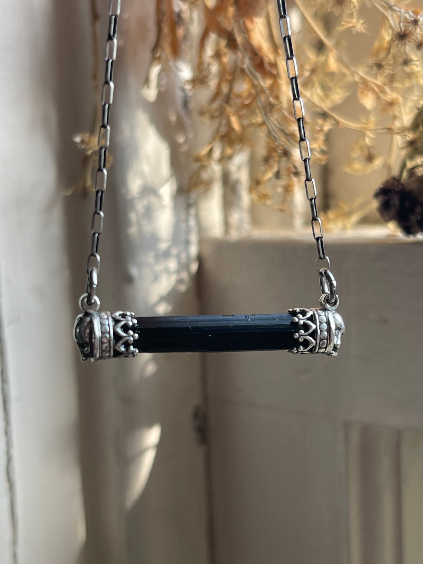 Black Tourmaline Bar Necklaces