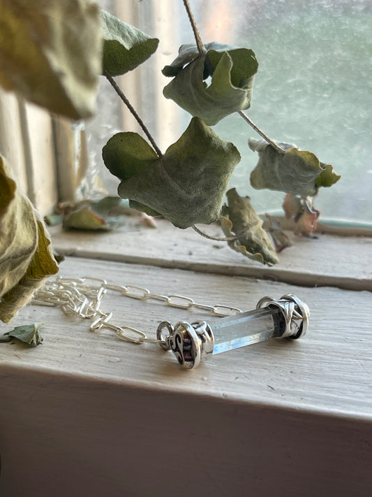 Aquamarine Crystal Triskele Bar Necklace